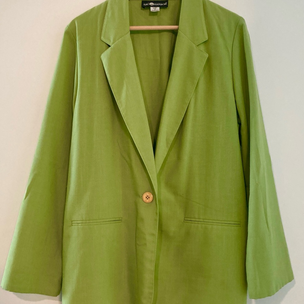 Sag Harbor Lime Green Linen Blazer